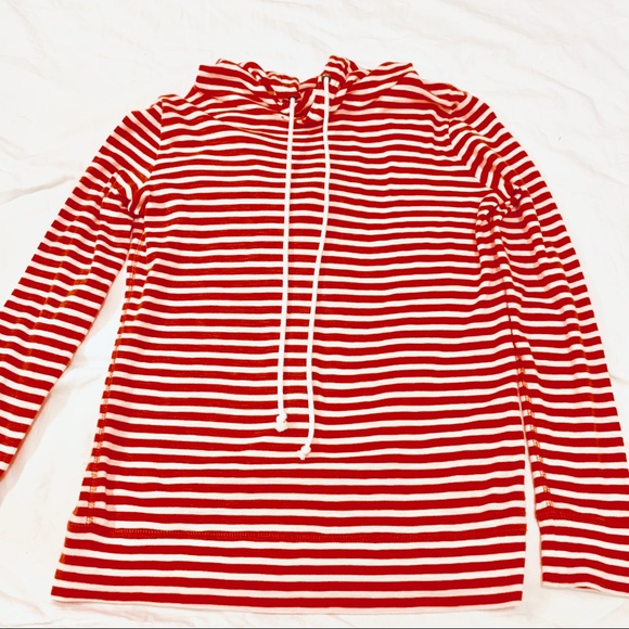 J Crew Red/White Striped Hoodie Size XS - Picture 3 of 5
